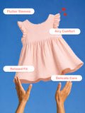 Organic Cotton Girls Flutter Sleeve A-Line Dress - Blush Pink
