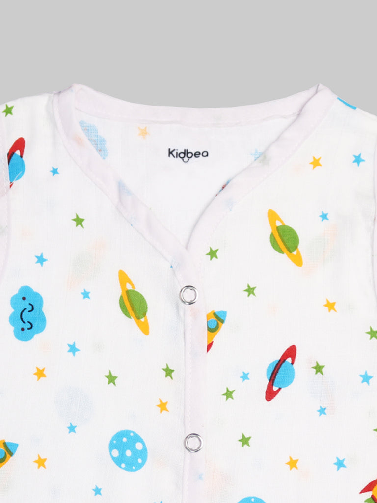 Kidbea Extra Soft Muslin Cotton Jhabla Cloth for Baby | Space, Rainbows and Mickey Print | Print May Vary