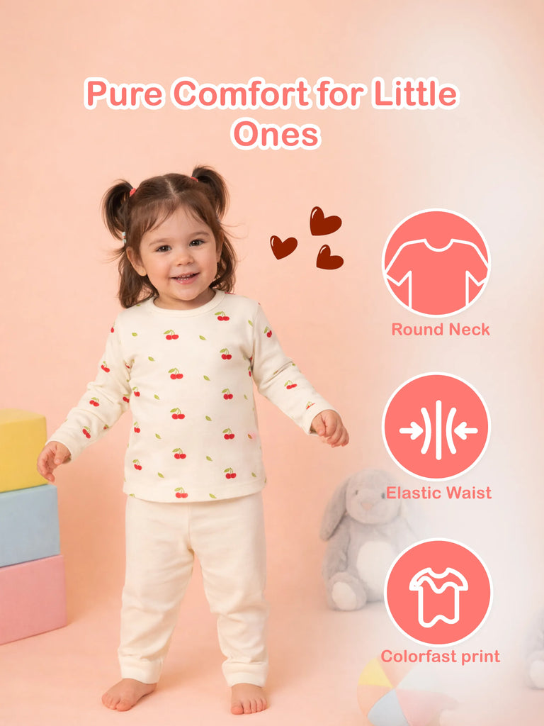 Organic Cotton Baby T-Shirt & Pyjama Set Pack of 2 – cherry & Lemon Print Full Sleeve