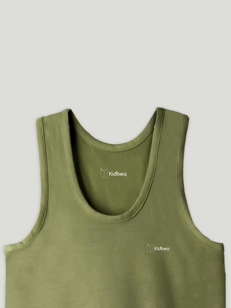 Olive Green Bamboo Vest for Boys – Soft Lightweight & Breathable