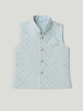Boys Stylish Kurta Pajama Set with Embroidered Nehru Jacket | Traditional Festive Ethnic Wear | Blue