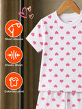 Organic Cotton Unisex Kids Co-ord Set Pack of 2 – Soft Breathable Heart & Leaf Print T-Shirt & Shorts Set
