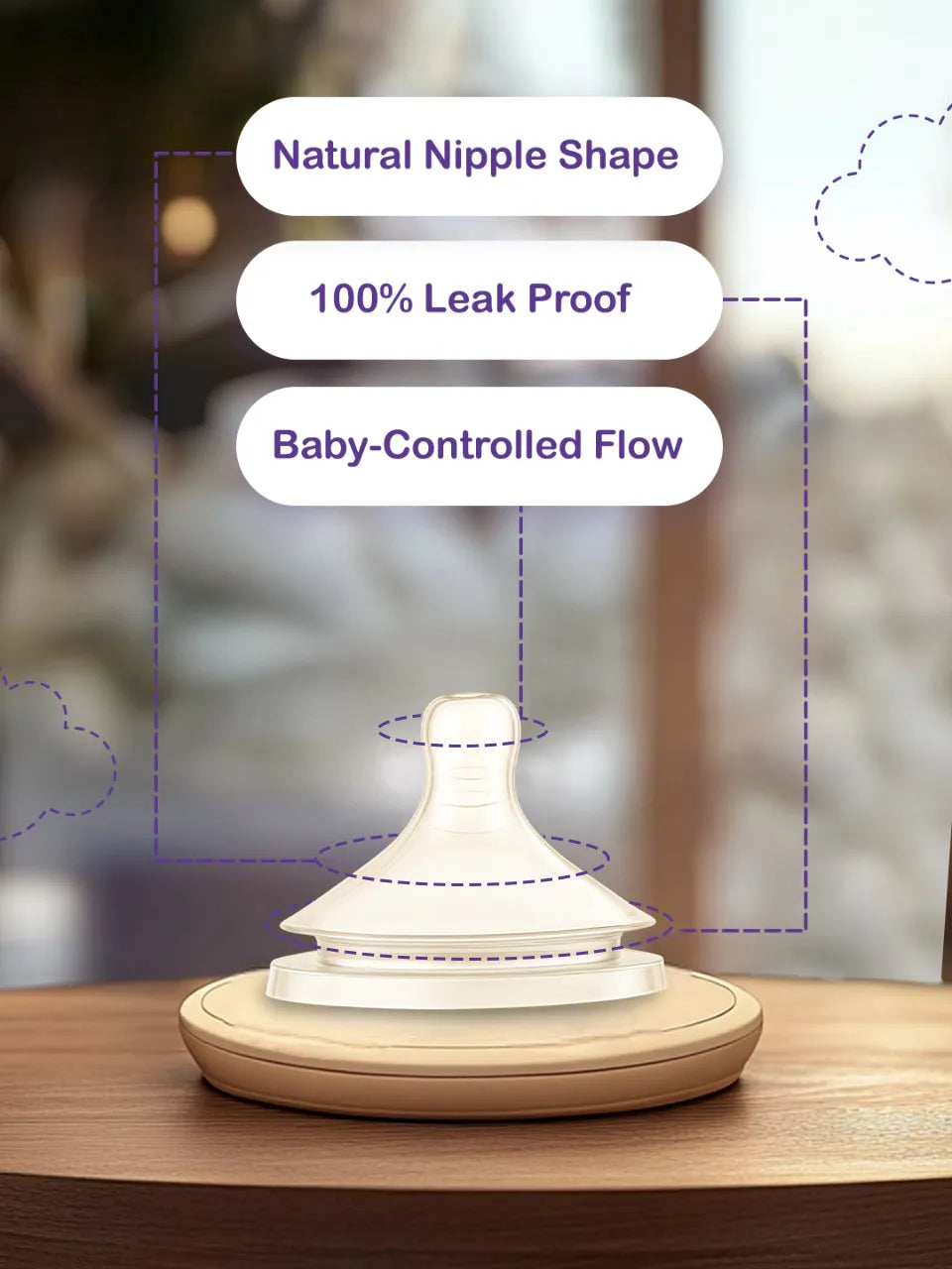 Natural Milk Feeding Bottle, BPA-Free, Soft Nipple, Anti-Colic Design, 150ML X 2, Pack 2 Bottle