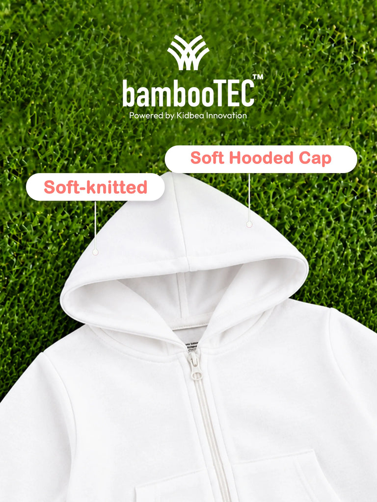 BambooTEC™ Unisex Hoodie – White Bunny Spring Graphic Full-Sleeve Zip-Up Hoodie