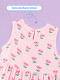 BambooTEC™ Bamboo Muslin Baby Frock – Pink Flower Print, Soft & Breathable Dress