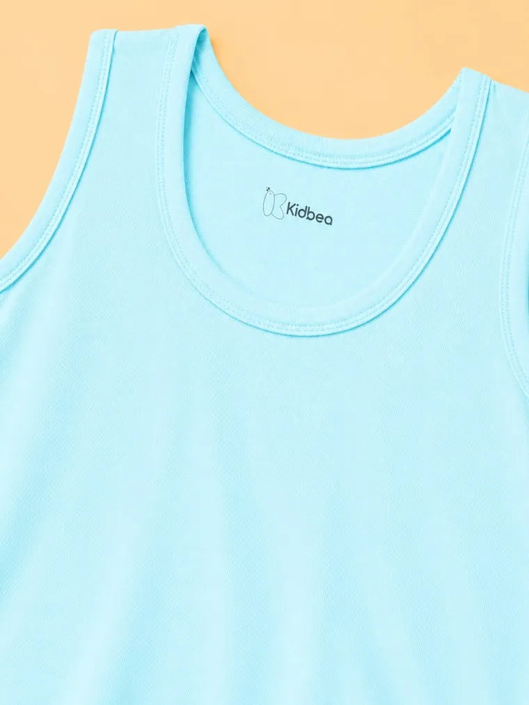 BambooTEC™ Bamboo Kids Vest Pack of 4 – Sky Blue Sleeveless Vests
