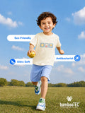 Unisex Bamboo Fabric Yellow Cute Friends Print Oversized T-Shirt