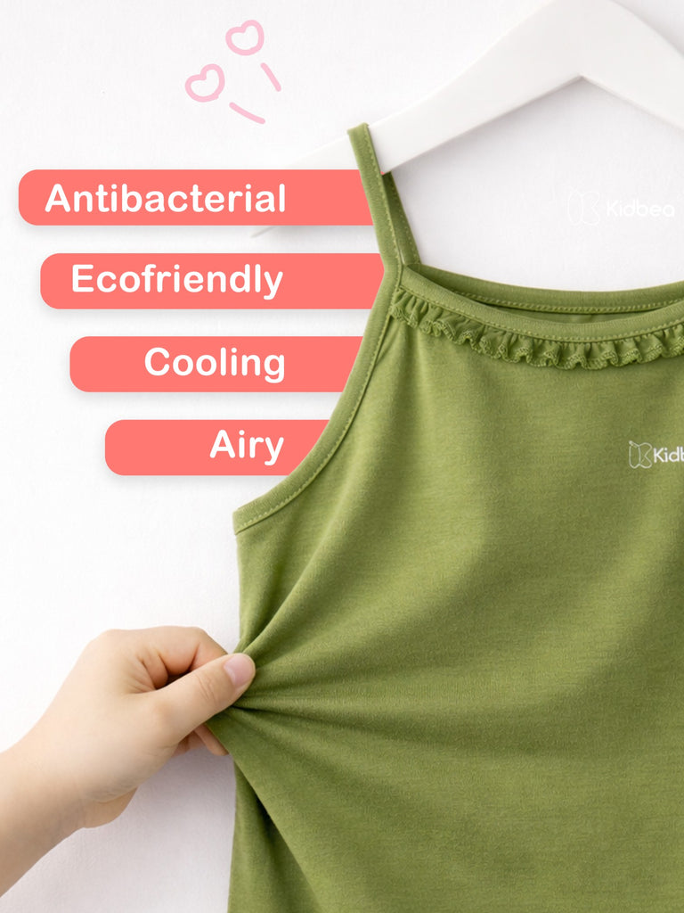 Bamboo Camisole for Kids Pack of 2 (Olive Green & Peach ) – Soft, Breathable & innerwear
