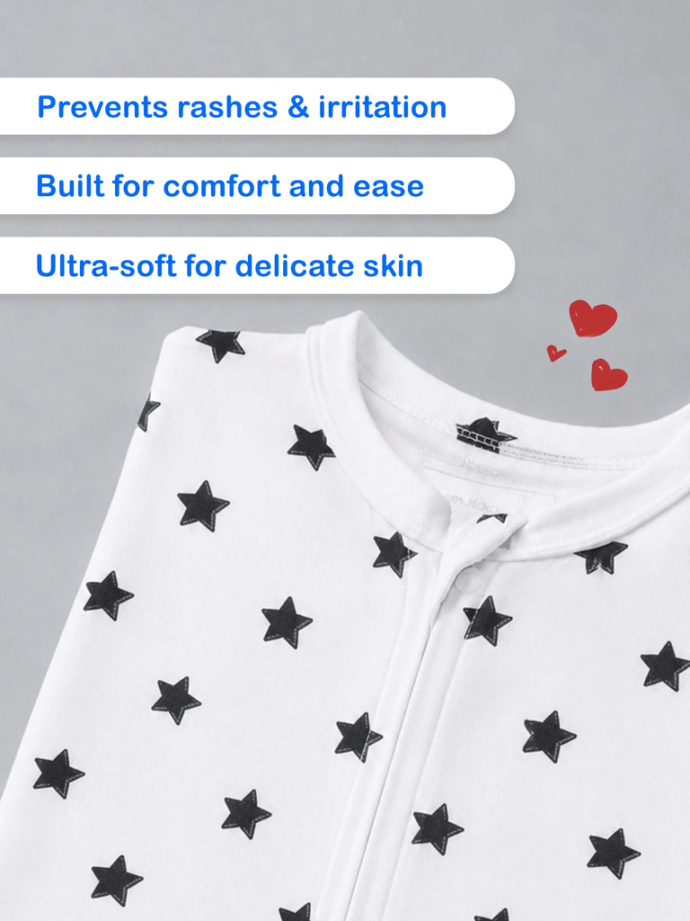 Organic cotton Star Print Romper/Bodysuit - Black