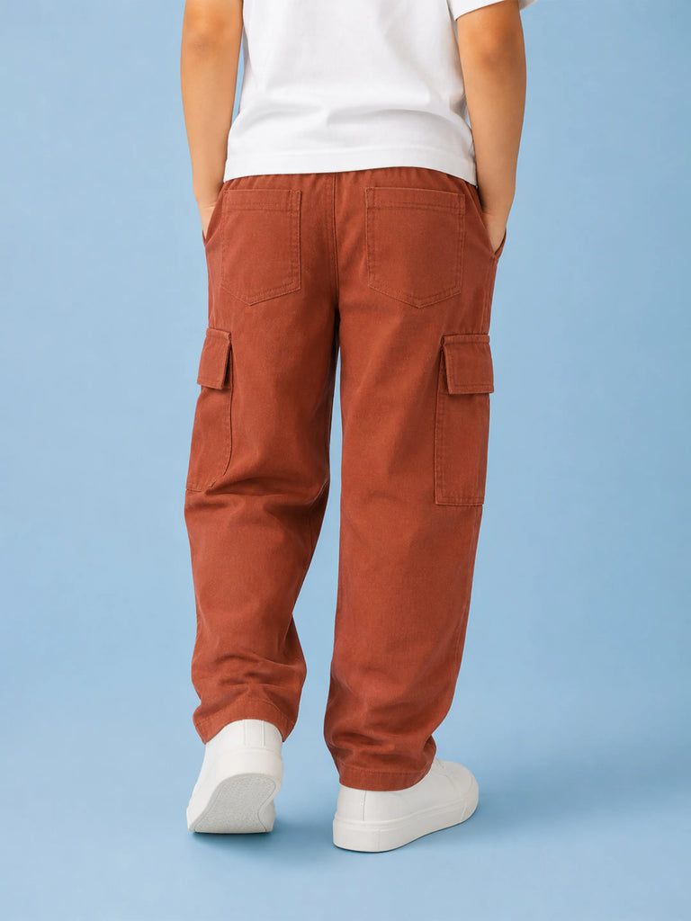 Unisex Brown Cotton Kids Cargo Shorts – Comfortable Everyday Bottomwear