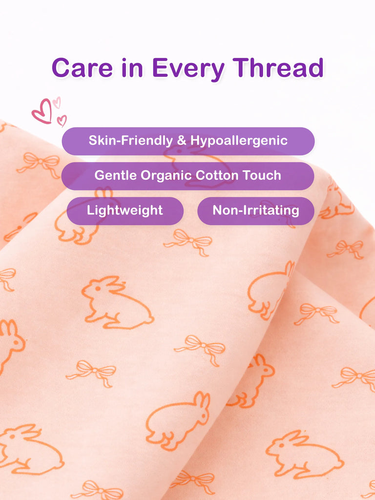 Organic Cotton Baby Bib Pack of 2 – Soft Breathable Lemon & Bunny Print, Feeding & Drool Bibs