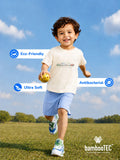 Unisex Bamboo Fabric Cream Happy Adventure Print Oversized T-Shirt