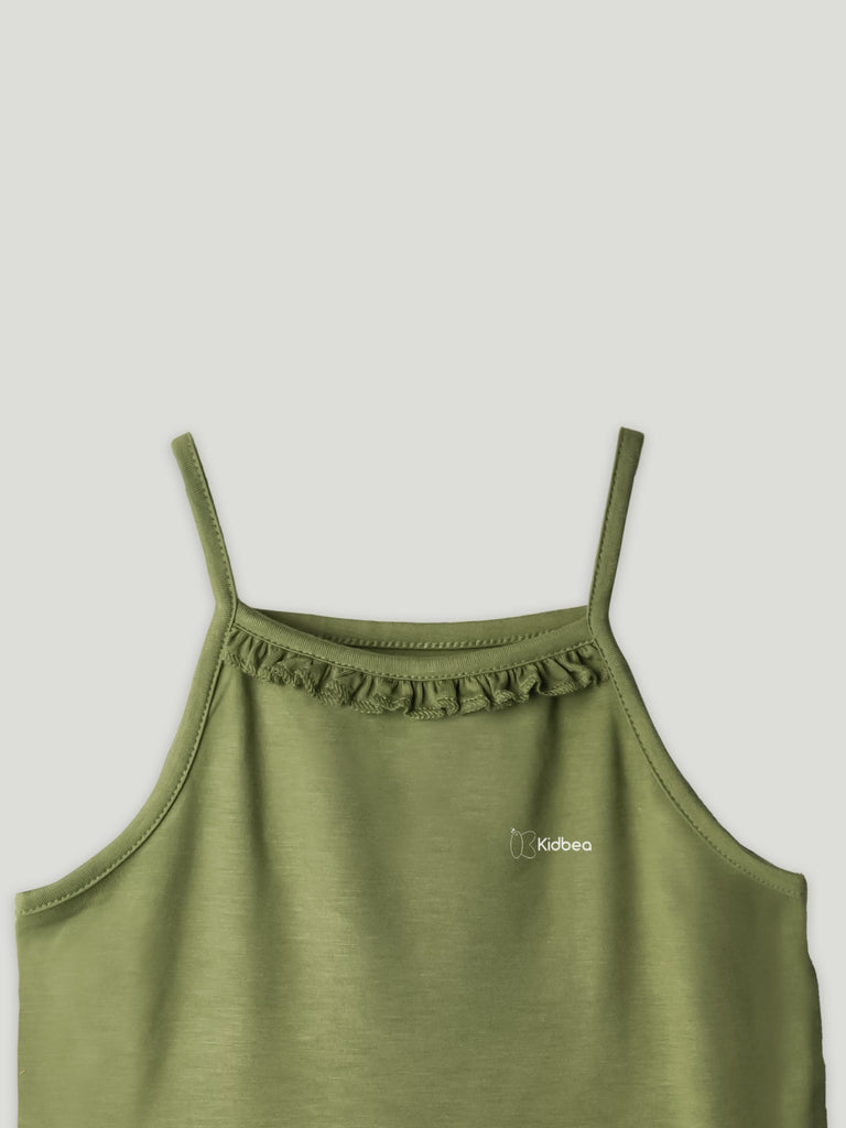 Olive Green Bamboo Camisole for Girls – Soft, Lightweight & Breathable