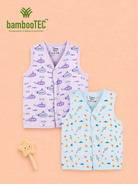 BambooTEC™ Bamboo Muslin Baby Jhabla Pack of 2 – Submarine & Rocket Print