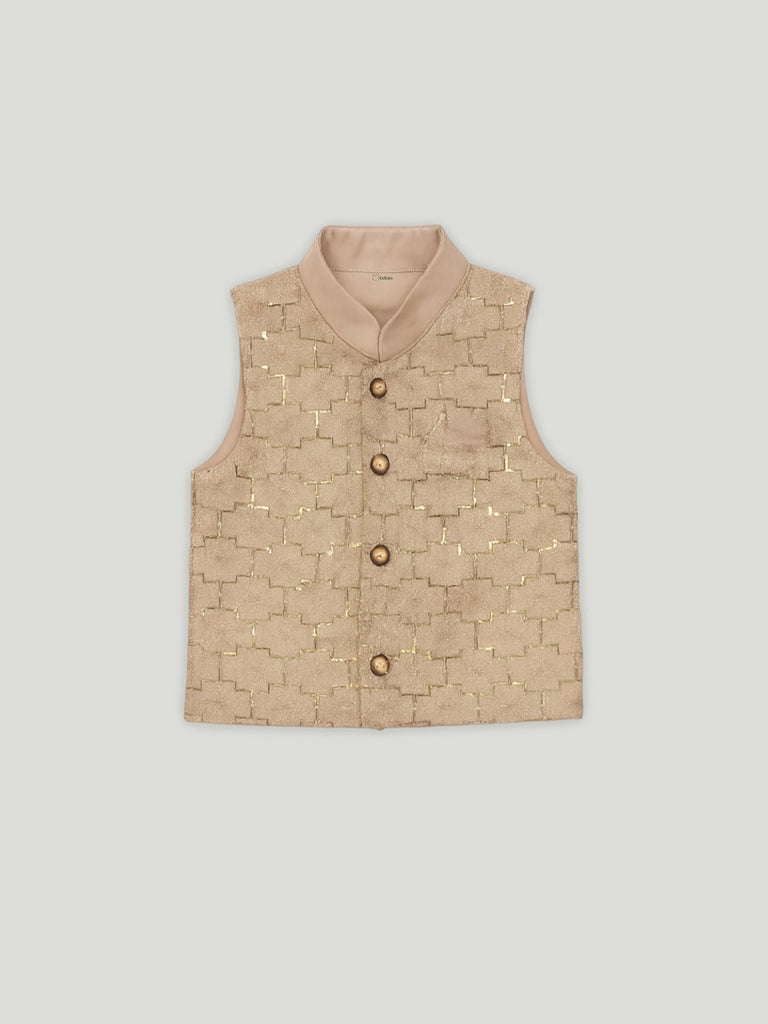 Kidbea Boys Kurta Pajama with Designer Nehru Jacket | Ethnic Wear Set for Festivals & Weddings | Coffee