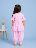 Girls Pink Ethnic Kurta & Dhoti Set – Embroidered Festive Wear