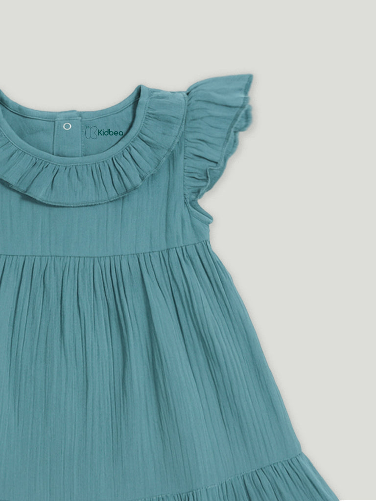 Light Linen Charming Teal Frock | Elegant & Comfortable