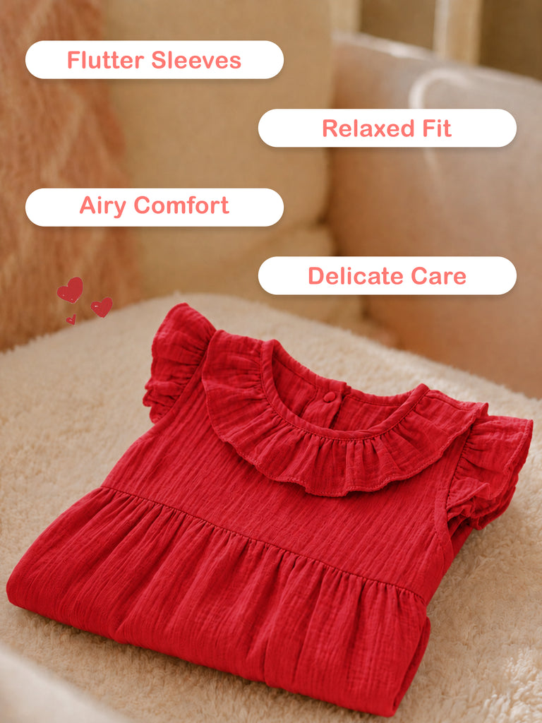 Light Organic Cotton Trendy Maroon Frock | Elegant & Comfortable