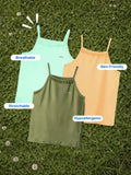 Bamboo Camisole for Kids Pack of 3 (Peach & Olive Green & Mint Green) – Soft, Breathable & innerwear