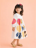 Light Organic Cotton White Printed Full Sleeve Frock Dress