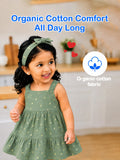 Girls Organic Cotton Sage Green Dress with Matching Headband