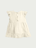Light Linen Girls Dress Set | Pack of 2 (Off White & Rust)