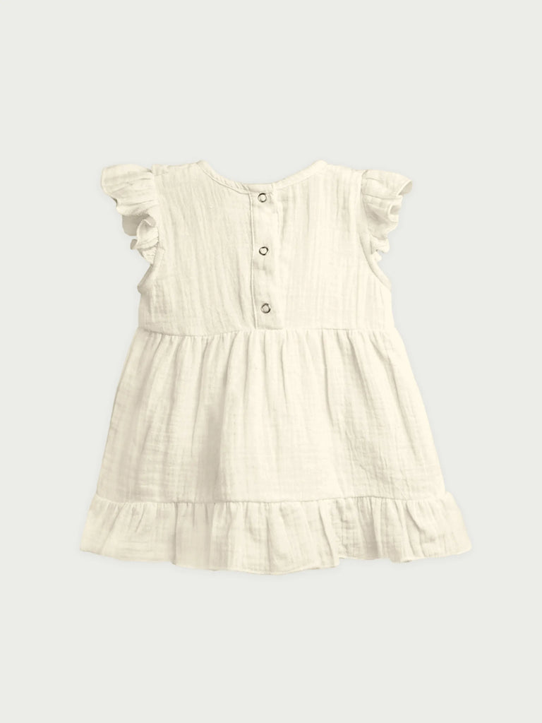 Light Organic cotton Girls Frock Set | Pack of 2 (Off White & Rust)