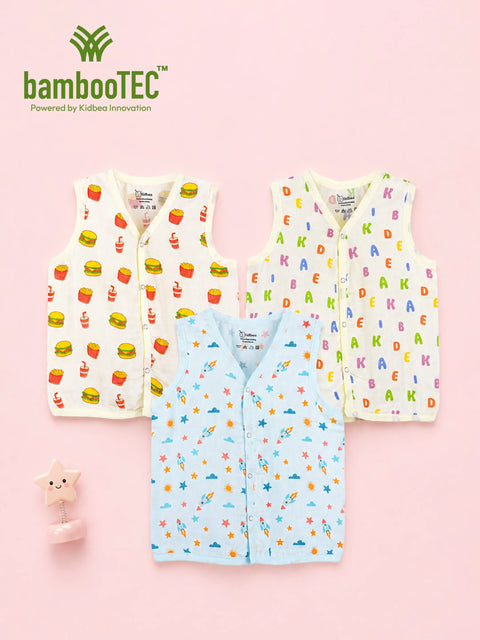 BambooTEC™ Baby Jhabla Pack of 3 – Fast Food, Alphabet & Space Prints