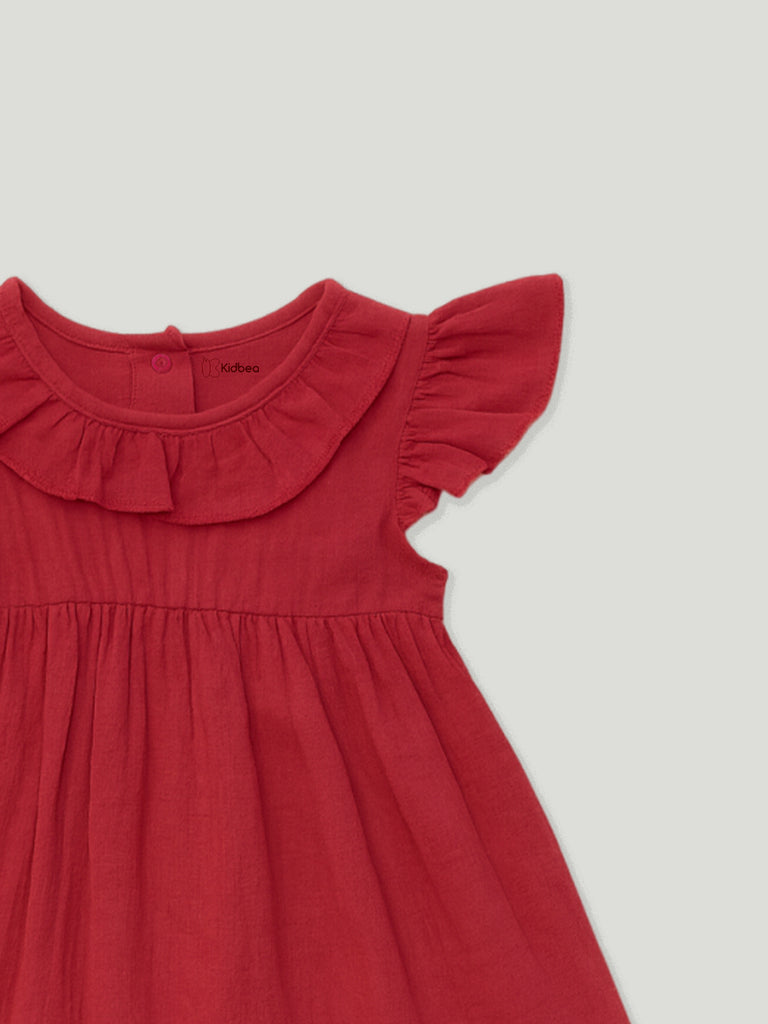 Light Linen Trendy Maroon Frock | Elegant & Comfortable