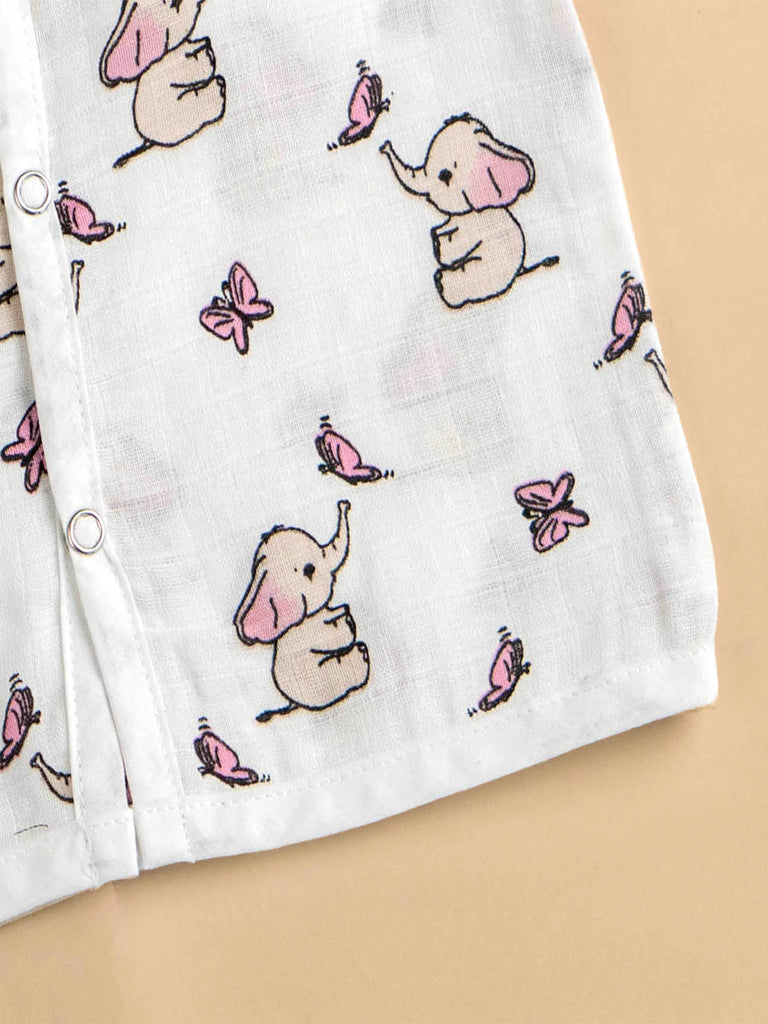 Premium Extra Soft Muslin Baby Jhabla | Cute Elephant Print