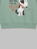 Unisex Green Sweatshirt – Cute Cow Print Full-Sleeve Sweatshirt