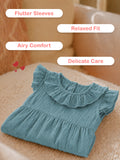 Light Organic Cotton Charming Teal Frock | Elegant & Comfortable