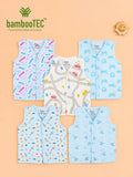 BambooTEC™ Bamboo Muslin Baby Jhabla Pack of 5 – Pencil, Gaming, Road, Rocket & Helicopter Prints