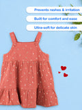 Girls Organic Cotton Coral Floral Print Dress & Bloomers Set with Headband