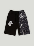 Kidbea Boys Space Theme Co-Ord Set | Cotton T-Shirt and Shorts for Kids | Black
