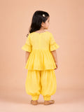 Girls Yellow Ethnic Kurta & Dhoti Set – Embroidered Festive Wear