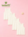 BambooTEC™ Bamboo Kids Vest Pack of 4 – Cream Sleeveless Vests