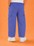 Unisex Blue Cotton Kids Cargo Jogger Pants – Comfortable Everyday Bottomwear
