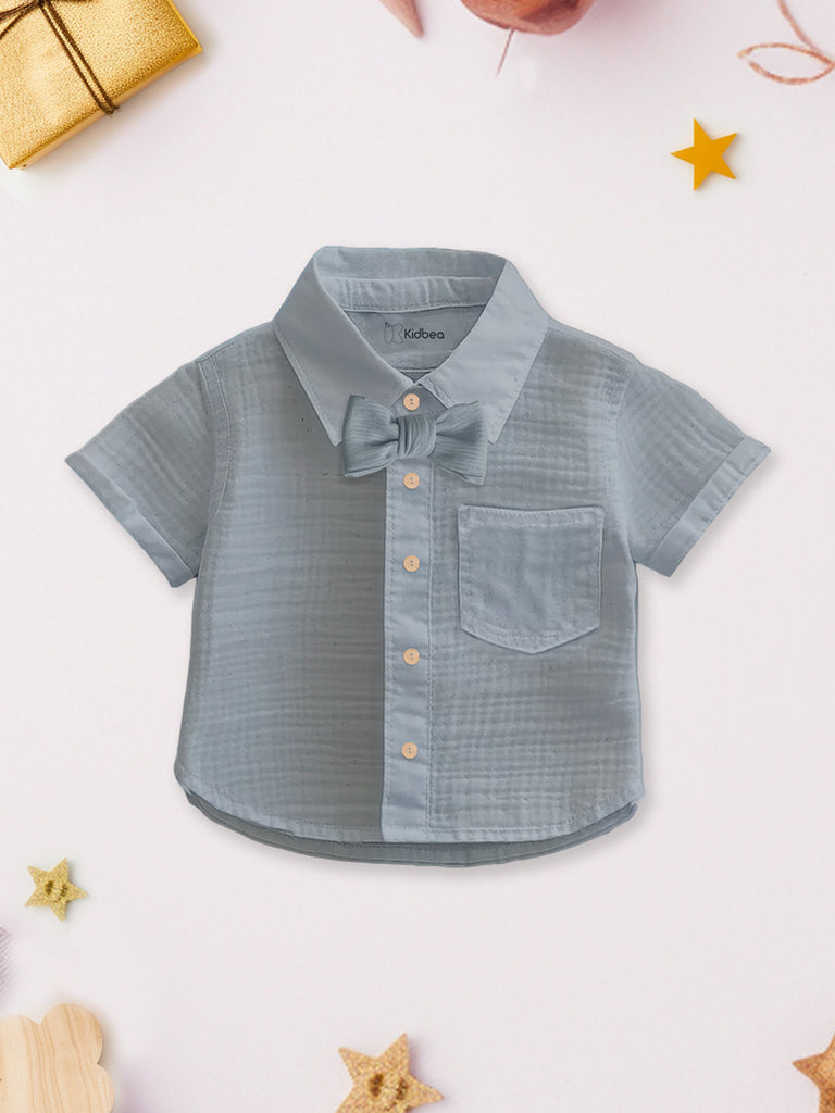Light Linen Shirt & Pant Grey Co-ord Set