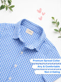 Boys Cotton Blue Gingham Check Shirt