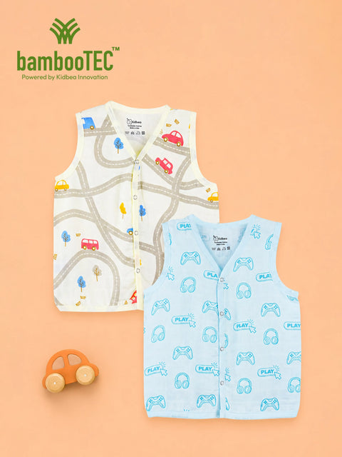 BambooTEC™ Bamboo Muslin Baby Jhabla Pack of 2 – Road Trip & Gaming Print