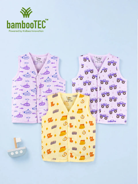 BambooTEC™ Bamboo Muslin Baby Jhabla Pack of 3 – Submarine, Monster Truck & Adventure Print