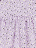 Kidbea Girls Cotton Frock | Floral Printed Dress with Ruffle Sleeves | Casual & Trendy Dress | Lavender