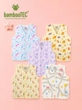BambooTEC™ Bamboo Muslin Baby Jhabla Pack of 5 – Pencil, Travel, Magic, Giraffe & Road Prints
