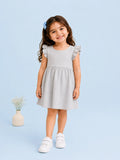 Organic Cotton Girls Frock Pack of 2 – Pink & Grey Ruffle Frocks