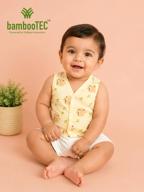 BambooTEC™ Bamboo Muslin Baby Jhabla – Monkey & Leaf Print