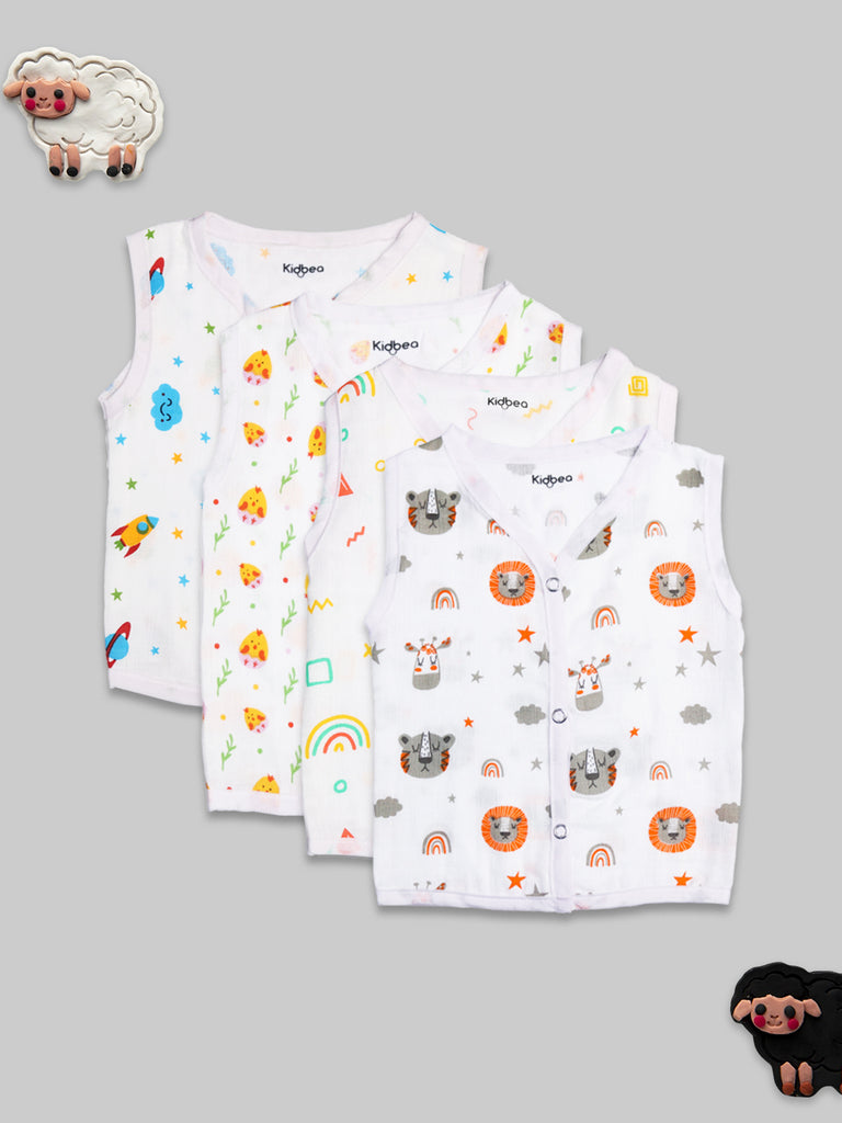 Muslin Cotton Jhablas Pack of 4 | Assorted | Print May Vary