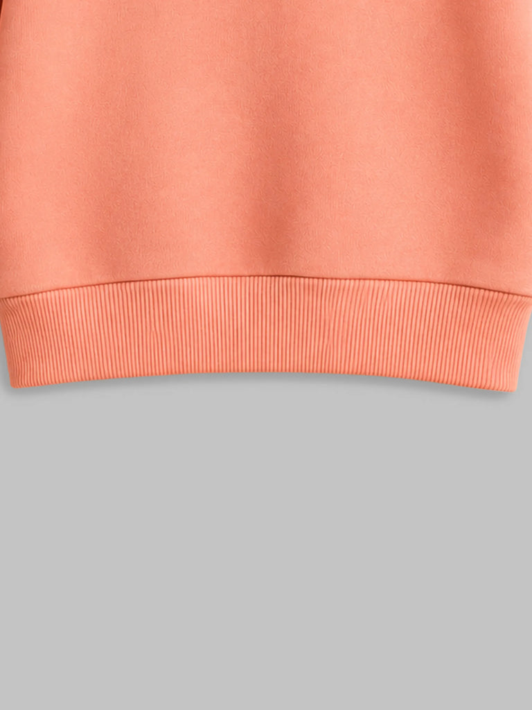 Unisex Peach Hoodie – Pocket Size Bestie Hamster Print Sweatshirt