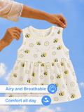 BambooTEC™ Bamboo Muslin Baby Frock – Bee & Daisy Print, Soft & Breathable Dress