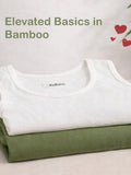 Bamboo Vest for Kids Pack of 2 (Olive Green & White) – Soft, Breathable & innerwear